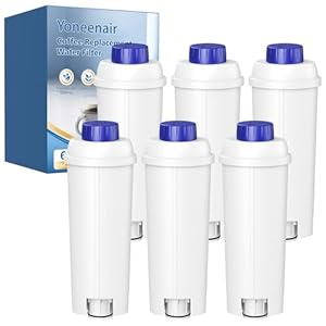 6er-Pack Wasserfilter für Delonghi Wasserfilter DLSC002, Wasserfilterkartuschen kompatibel mit Delonghi ECAM, ESAM, ETAM, EPAM, Dinamica, Magnifica S, Eletta Explorer, Prima Donna, Rivelia