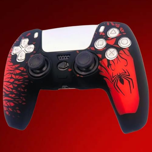 Image of TMG PS5 Controller Skin Spider-Man Theme Silicone Special Edition Protective Skin Case Cover for PS5 Controller with 2 Thumb Grip Caps (Red)