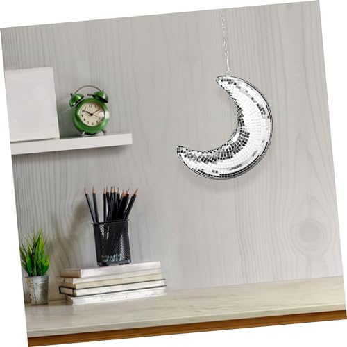 Bola espejada en forma de luna para colgar, decoración disco y retro para fiestas, bodas y hogar, estilo versátil miniatura 5