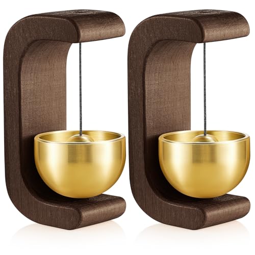 Zonon 2 Pcs Magnetic Wooden Door Chime Shopkeepers Bell Doorbell Decoration Wind Chime for Door Opening C Shape for Home Store Office Cafe Pet Housewarming Gift (Black Walnut)