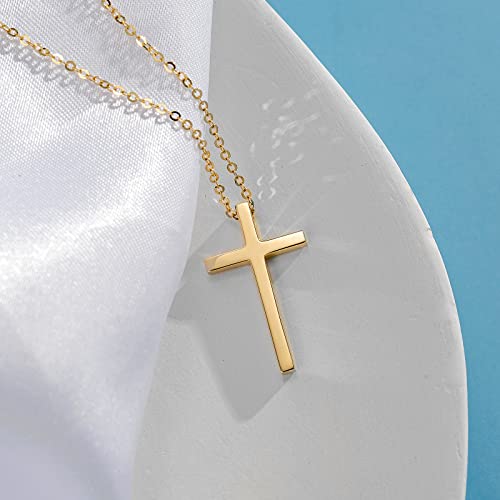 Carleen 14K Solid Real Yellow Gold Small Little Faith Cross Crucifix Pendant Necklaces Jewelry Valentines Day Gift Idea for Women, 18" Chain - Image 7