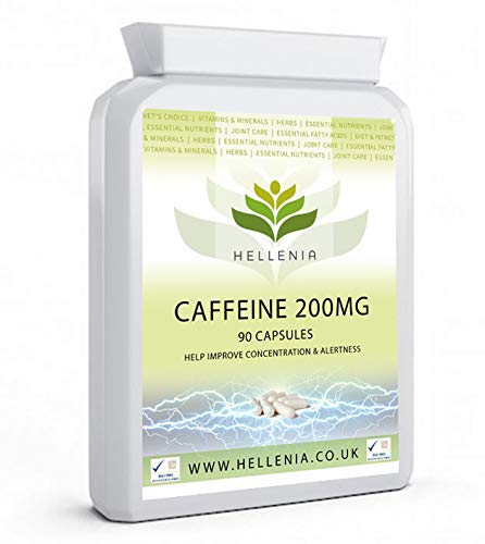 Hellenia Caffeine 200mg | 90 Capsules | Increase Focus, Alertness & Energy | Pre-Workout for Endurance Sports | Sugar Free Energy