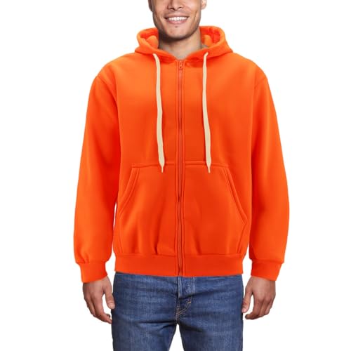 vkwear Men’s Neon High Visibility Sweater Pullover & Zipper Hoodie Fleece Sweatshirt