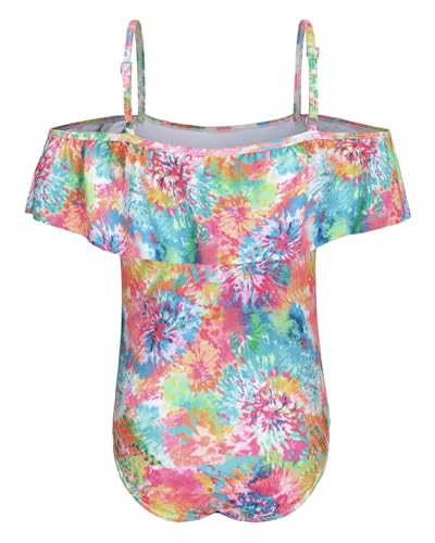 Image of Girls One Piece Swimsuits Off Shoulder Bathing Suit for Kids Hawaiian Swimwear 3-16 Years