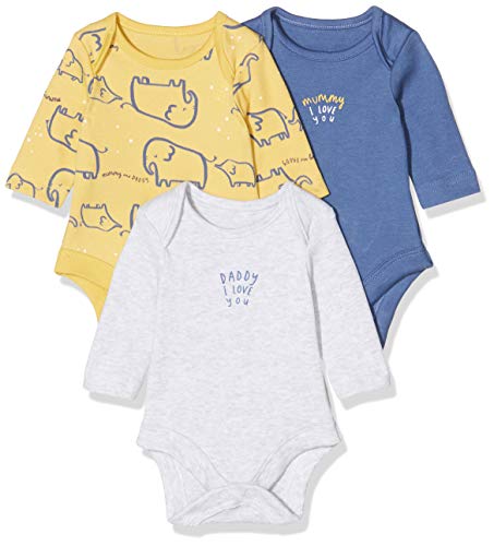 Mothercare Io B M&d 3pk Bodysuits LS Body, (Bright Multi 281), New Baby (Size:56) para Bebés