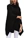 BerryGo Women's Chic Turtleneck Batwing Sleeve Asymmetric Knitted Poncho Pullovers Sweater