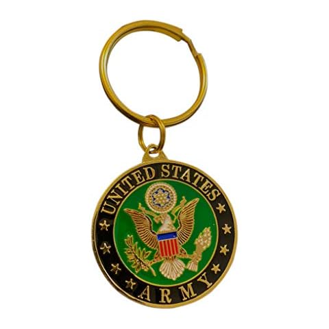 EEC, Inc. US Army Crest Keychain Patriotic Key Rings Military Gifts Collectibles Men Women, Green, 1 1/2" Cover