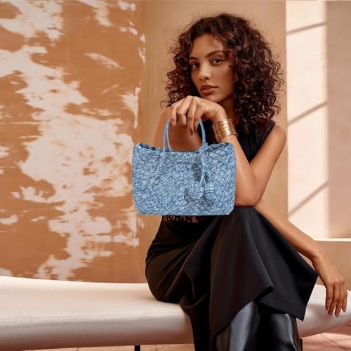 Image of Woven Tote Bag for Women, Hobo Bag for Work, Large Beach Travel Handbags and Purses, Retro Shoulder Bag, Shopping Bag