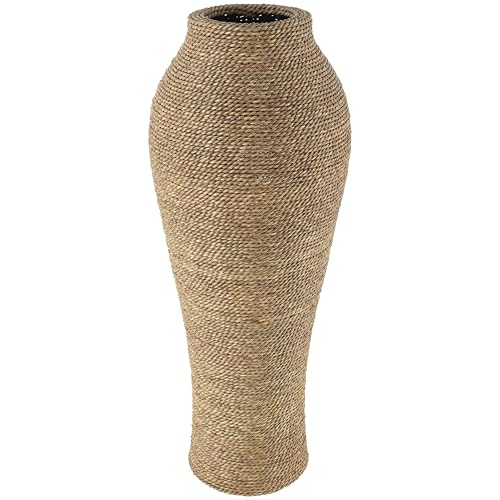 Deco 79 Seagrass Handmade Decorative Vase Tall Wrapped Centerpiece Vase, Vase for Home Decoration 12″ x 12″ x 31″, Brown