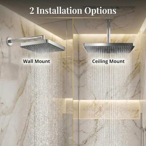 Image of Backline Overhead Shower (30 x 20.5 Cm) | High Pressure Shower Head for Bathroom | Rain Spray Shower | Head Shower (Without Arm)