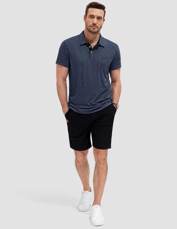 Camisa Polo para Hombre Manga Corta Algodón Azul Talla L miniatura 2