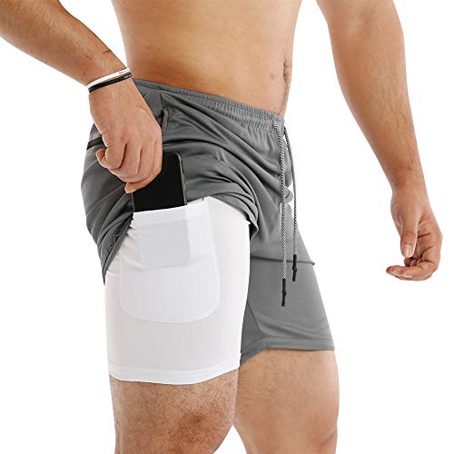 MECH-ENG Men's 2 in 1 Shorts Workout Running Training Gym 7