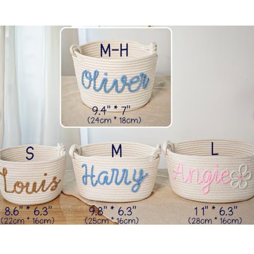 Miguha Personalisierter Spielzeugkorb, Personalisierter Baby-Namenskorb, Handgemachte Windelbox aus Seilbaumwolle, Babyparty, Welpe Haustierkorb Organizer Geschenk