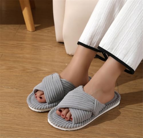 Slippers Women Memory Foam House Bedroom Corduroy Bow Crossbands Open Toe Slide Comfy Shoes Gift Indoor Outdoor2