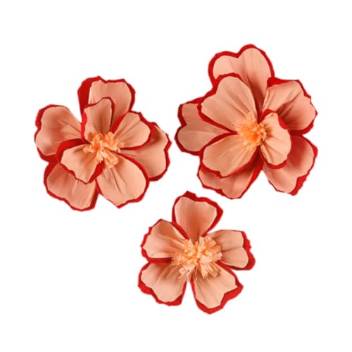 SM SunniMix 3 Pieces Paper Flowers Wall Decor DIY Crafts Ornament 3D Handcrafted Crepe Paper Flowers Wedding Decoration for Party Office