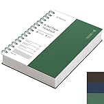 EMSHOI A5 Notebook Lined 300 Pages/150 Sheets, Wirebound Spiral Notepad, 100gsm Thick Paper, Waterproof Hardcover, Writing Journal for Women Men Work Office School, 14.5 x 21cm, Dark Green