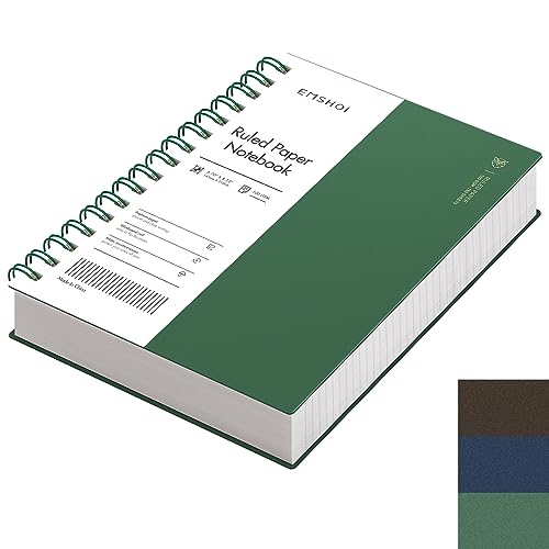 emshoi a5 spiral notebook college ruled lined journal small 5734 x 82234 300 pages150 sheets 100gsm thick paper waterproof hardcover for office school women men work writing notes green