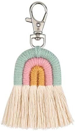 Keyring Keychain Weaving Rainbow Keychains for Women Boho Handmade Key Holder Keyring Macrame Bag Charm Car Hanging Jewelry Gifts Key Chains Keyrings Keychains Key Chains Key Rings (Color : KEY84)