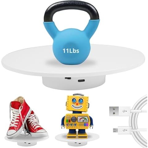 fotoconic 7.87 Inches/20cm Motorized Rotating Display Stand, 360 Electric Rotary Turntable Base Lazy Susan, Load-Bearing 11Lbs, for Photography Crafts Jewelry Toy Collectible Display (ND200C) Cover