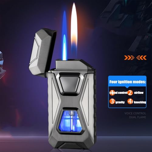 Encendedor dual a voz, recargable USB, azul miniatura 4