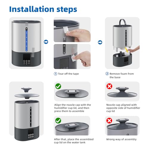 Image of 6L Humidifiers for Bedroom Large Room Home, Cool and Warm Humidifiers for Baby and Plants Mist Top Fill Desk Humidifiers Essential Oil Diffuser, Quiet with Adjustable Mist,360Nozzle-Grey