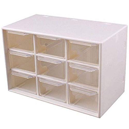 Image of 9 Grid Mini Plastic Acrylic Multipurpose Drawer Storage Box for Multi Layer Jewelry Sundries Organizer Desktop Office Supplies Cabinet (Rectangular)