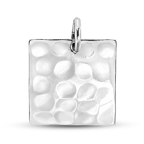 AeraVida Hammered Texture Square .925 Sterling Silver Pendant | Square Pendant Necklace for Women
