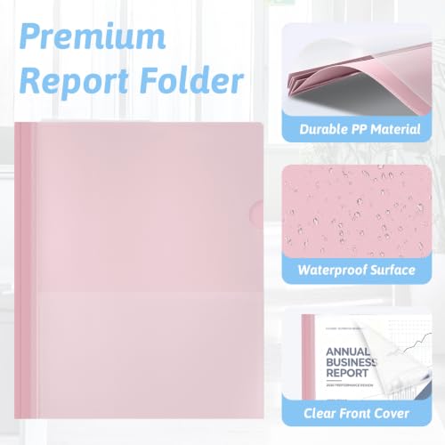 Image of Ndsox 30 Pack Clear Front Report Covers with 3-Prong Fasteners for 8.5 inchx11 inch | Plastic Presentation Folders Clear Front, 3 Prongs Report Covers, Resume Folders for Interview, 10 Colors, Large Capacity