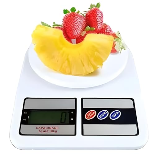 Balança Digital de Cozinha, Até 10 kg, Escala 1grama Balança de Precisão, Pesa Alimentos e Pequenos