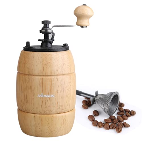 AKIRAKOKI Manual Coffee Grinder Wooden Coffee Bean Mill With Cast Iron