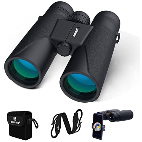 QUNSE Binoculars for Adults 12x42 with Phone Adapter Compact Binoculars Bird Watching Travel Sightseeing Hunting Wildlife Outdoor Sports Games and Concerts Cover