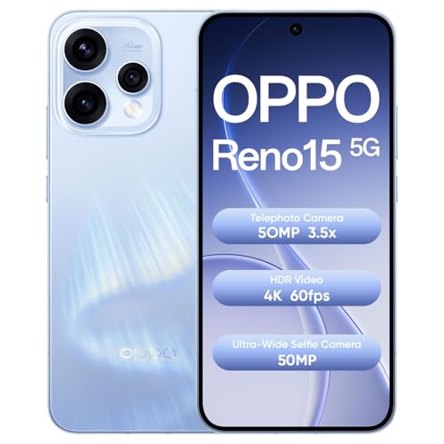 Image of Oppo Reno15 5G (Aurora Blue, 8GB RAM, 256GB Storage) Without Offers