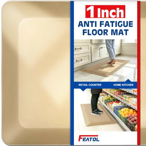 FEATOL 1 Inch Extra Thick Anti-Fatigue Mat for Standing Desk & Kitchen