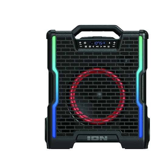 Ion Blockrocker Icon All-Terrain Portable Bluetooth Speaker with Lights, FM Radio (Renewed)