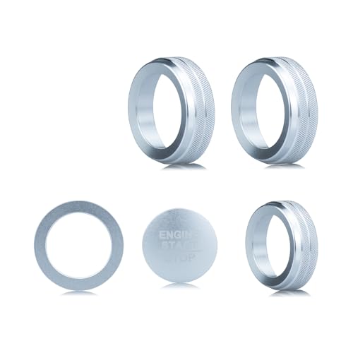 Image of for Honda 2026 Passport /2026 Pilot Interior Accessories, Aluminum Alloy one-Button Start Cover /Ring, air Conditioning knob, 5-piece Set (Silver)