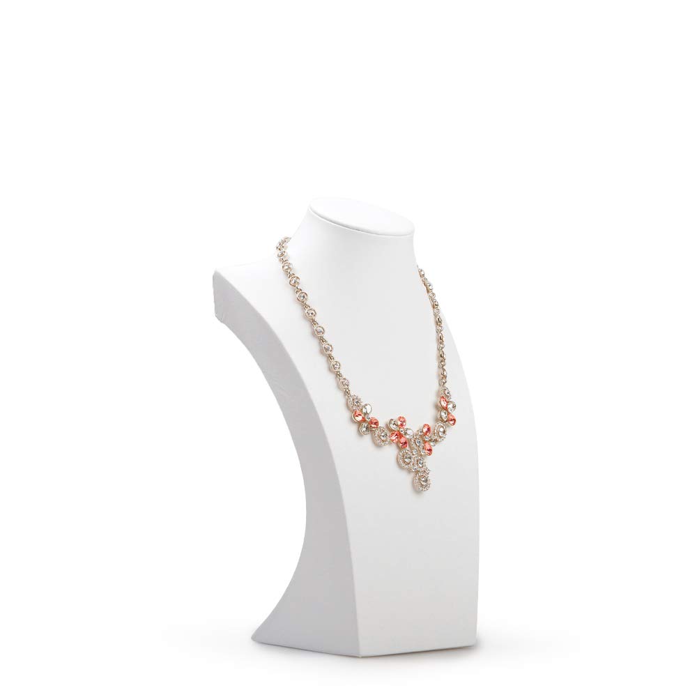 OirlvWhite Leather Jewelry Bust Necklace Display Stand Trade Show Jewelry Holder (H:11.8")