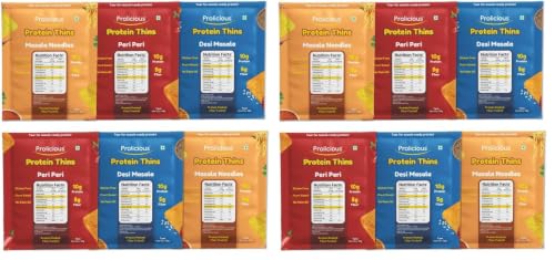 Image of Prolicious Gluten Free Protein Thins Combo | Crispy Healthy Snack Variety Pack | High Protein & Fibre-Rich Gluten Free Snacks | No Maida | Anytime Snacking (Pack of 12, 50g each)