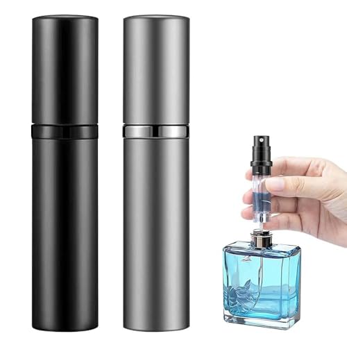 Udbrud Pulverizador de perfume rellenable, 5 ml, mini botella de spray portátil, vacía, viaje, atomizador, sin embudo, atomizador de perfume, rellenable, metal para hombre y mujer, viaje de vuelo