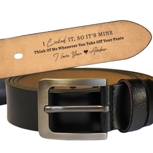 I Licked It, So It's Mine - Think Of Me Whenever You Take Off Your Pants - Personalized Engraved Leather Belt, Custom Name Leather Belt for Men, Anniversary Valentine Gifts For Husband Boyfriend2