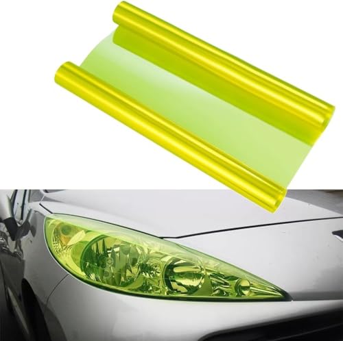Image of WALLMATE Headlight Taillight Film Self Adhesive Smoke Film Fog Light Film Vinyl Tint Wrap Film Car&Bike Protection Film Sheet Sticker (Chameleon Yellow Smoke, 12x100 Inch)