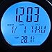 PERSELOSO Solar Car Dashboard Clock with Digital Thermometer and Date, Small Solar-Powered Car Dash Clock with Blue Backlight for Vehicle Interior and Outdoor Use