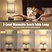 Bedside Lamps Set of 2 - Touch Lamps with USB-C+A Charging Ports, 3-Way Dimmable Table Lamp for Bedroom Living Room with Grey Fabric Shade (Bulbs Included)