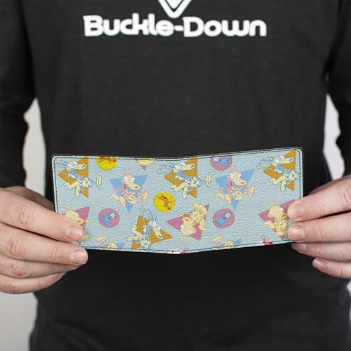 Buckle-Down Men's Wallet Bifold PU Modern Life Rocko and Spunky Expressions Multi Color, 4.0" x 3.5"4