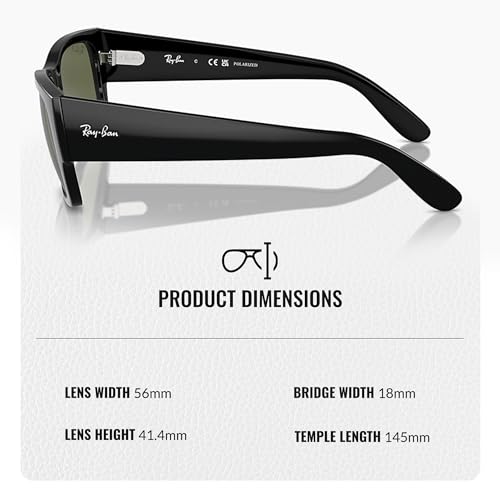 Image of Ray-Ban RB0947S CARLOS Rectangle Shaped Sunglasses for Men & Women with Official RAYBAN Eyewear Kit