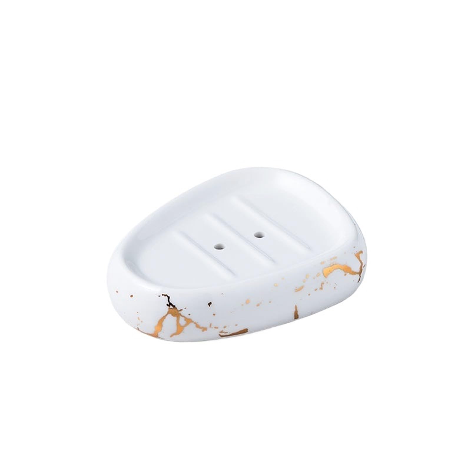 Soap Dish Set Gold Plated Marbled Ceramic Lotion Bottle Bathroom Supplies Mouthwash Cup Toothbrush Soap Dish Set(Color13)