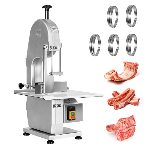 1500W Commercial Bone Saw Machine 0.4-5.9Inch Thickness Adjustable Electric Frozen Meat Cutting Machine 20x15Inch Workbench Sawing Chicken Fish Trotter Beef for Supermarket Restaurant Factory