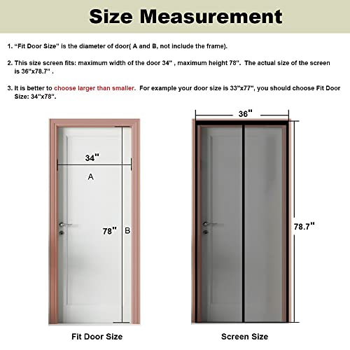 Screen Door Magnetic, Upgraded Quality, Fits Doors Up To 34 X 78 Inch, Screen Size 36" X 78.7" Kid And Pet Friendly, Heavy-Duty Reinforced Hands-Free Mesh Curtain, Black #TOP4