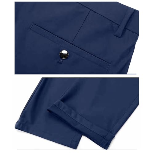 Men's Slim Fit Stretch Dress Pants Wrinkle-Resistant Flat-Front Suit Pants Vintage Business Wedding Work Trousers3