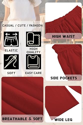 Image of LNX Womens Linen Capri Pants Wide Leg High Waisted Drawstring Casual Cropped Pants with Pockets