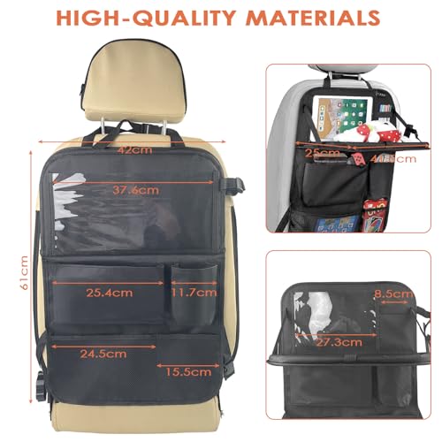Eckerdromk Auto Organizer Kinder, Rückenlehnenschutz Auto Kinder, Autositz Organizer, Rückenlehnenschutz mit Faltbarer Tischablage, Autoorganizer Kinder Autorücksitzorganizer, Tisch für Autokindersitz